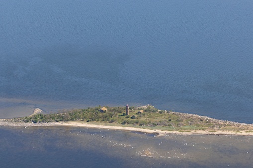 An aerial view of island Sorgu in the Parnu Bay, Baltic Sea, Estonia