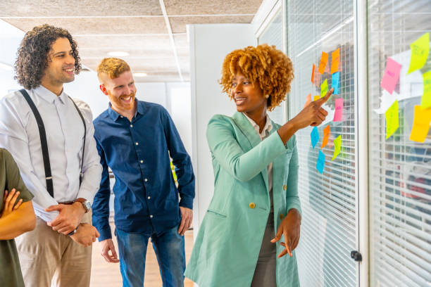 istock African creative woman pointing a post-it from a brainstorming 1772585409