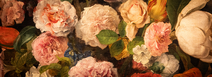 Grunge baroque flowers background. Antique design, floral ornament, romantic style