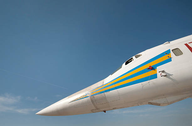 Russian rocket carrier Russian strategic rocket carrier TU-160 against the blue sky. friedrich engels stock pictures, royalty-free photos & images