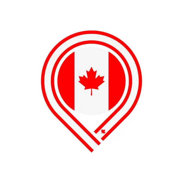 Vector illustration of canada flag map pin icon. vector illustration isolated on white background