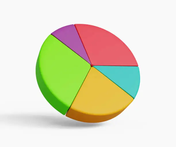 Photo of 3D pie chart icon. Business, financial report, presentation, statistics, data analytics, optimization. 3d illustration