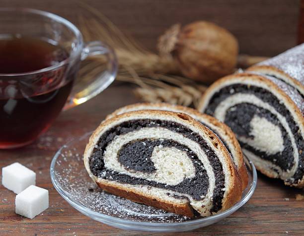 istock Fresh roll with poppy and tea 177259822