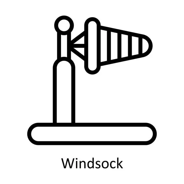 Vector illustration of Windsock vector outline  Design illustration. Symbol on White background EPS 10 File