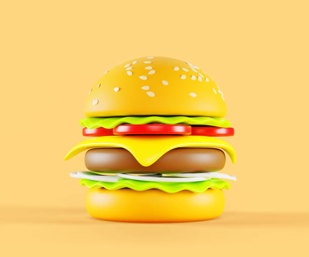istock 3d render icon burger or hamburger. Fast food menu meal, beef cheeseburger with bread, sesame, meat, cheese, tomato, salad, onion isolated on background. Cartoon design, mockup banner 1772603895