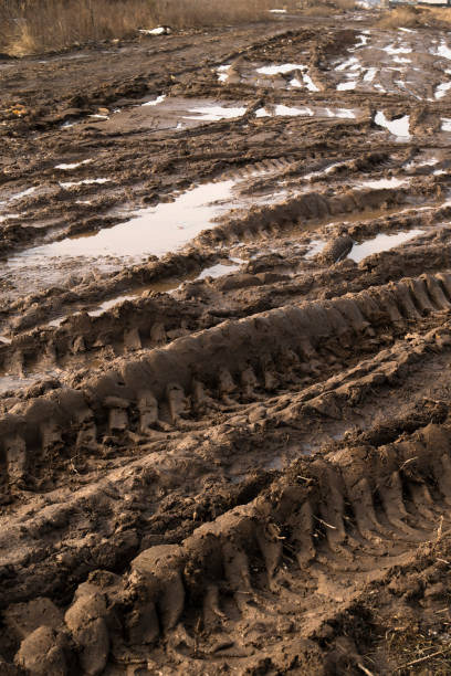 istock Dirt road after rain with deep tire tracks 1772605412
