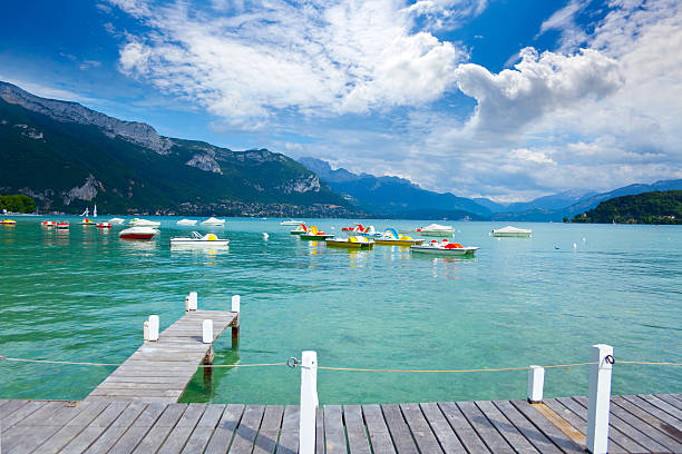 Annecy lake Landscape view from annecy lakein Haute savoie - France region in Alps savoie photos stock pictures, royalty-free photos & images