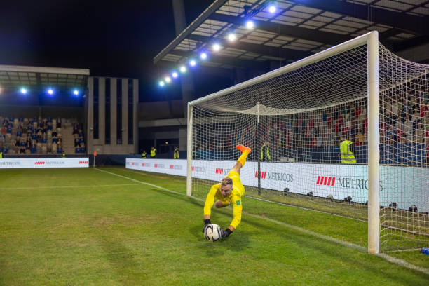 istock Male goalkeeper catching ball 1772608189