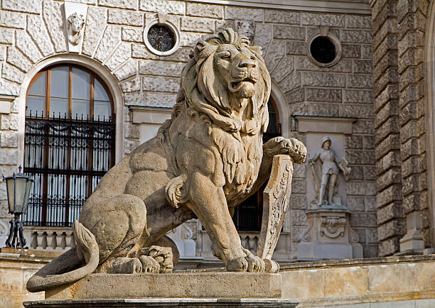 Vienna - lion statue from National library stock photo