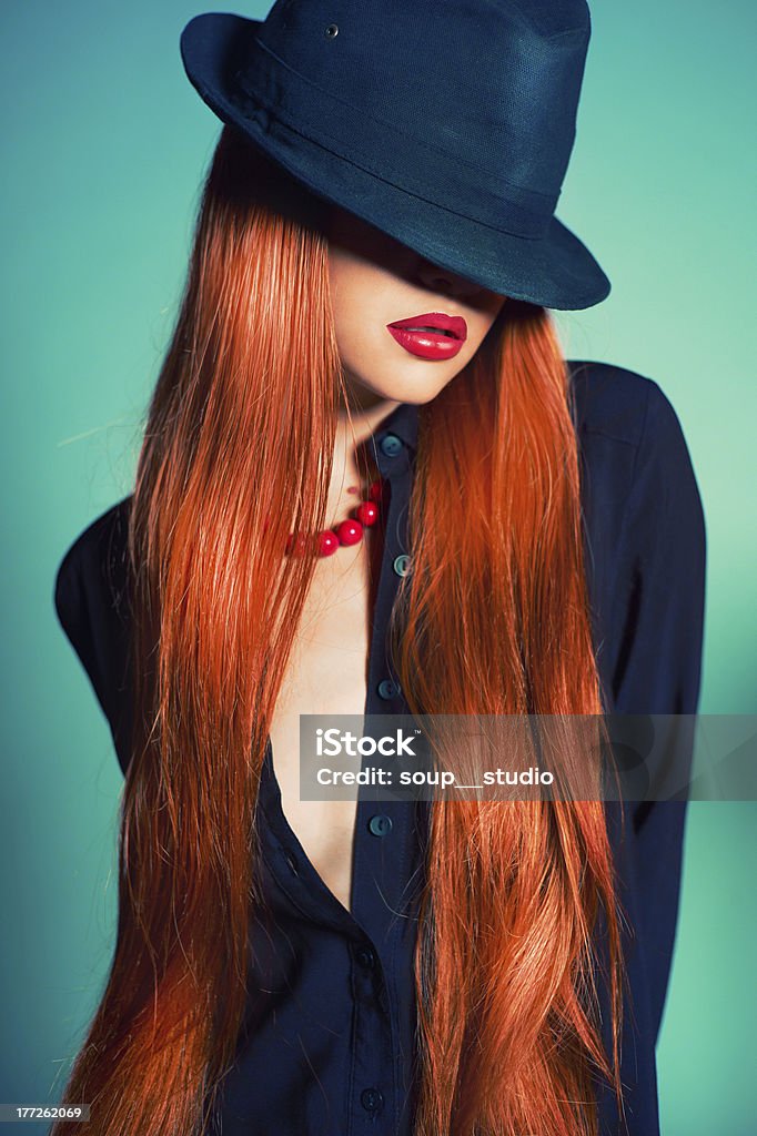 Sexy woman in Hat Fashion portrait of sexy woman in Hat 20-24 Years Stock Photo