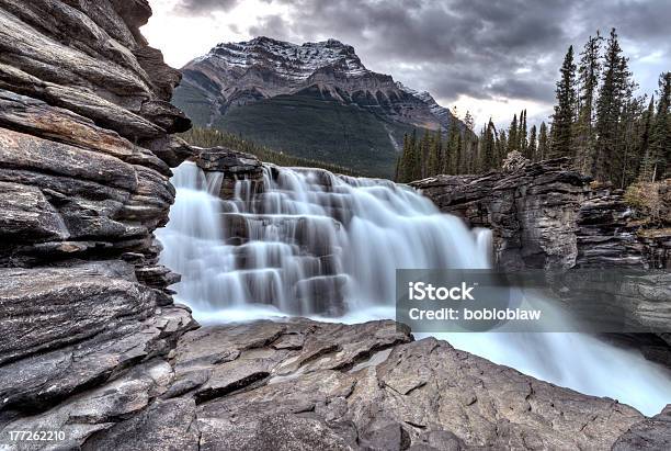 Athabasca Waterfall Alberta Canada Stock Photo - Download Image Now - Alberta, Beauty In Nature, Canada