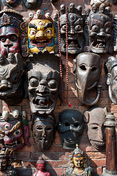 istock Woodcarving masks hang, Nepal 177262235