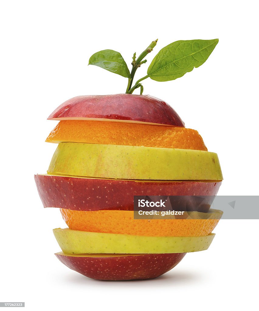 Arancia mela e sezioni - Foto stock royalty-free di Catasta