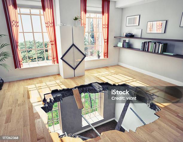 Floor Stock Photo - Download Image Now - Flooring, Hole, Failure