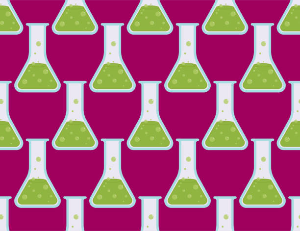 ilustrações de stock, clip art, desenhos animados e ícones de repeating conical flask texture. - textile scientific experiment laboratory textile industry