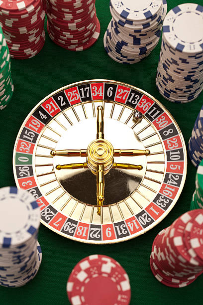 Roulette on green background stock photo
