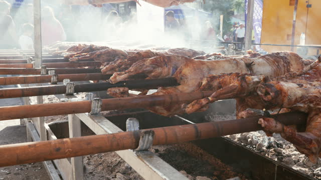Cevirme. Lamb on spit roasting at a traditional local festival