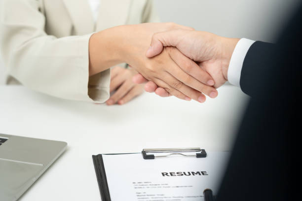 istock Executives accept job application documents and read job applicants resume to match the position. company publishes vacancies online to find human. Human resource, interview, letters, competence. 1772647032