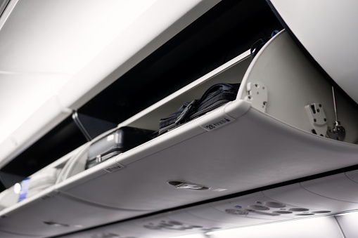 Overhead storage for luggage on airplane