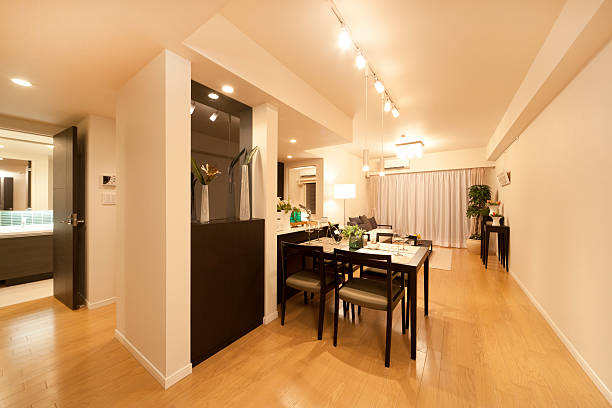 Modern dining room scene.
