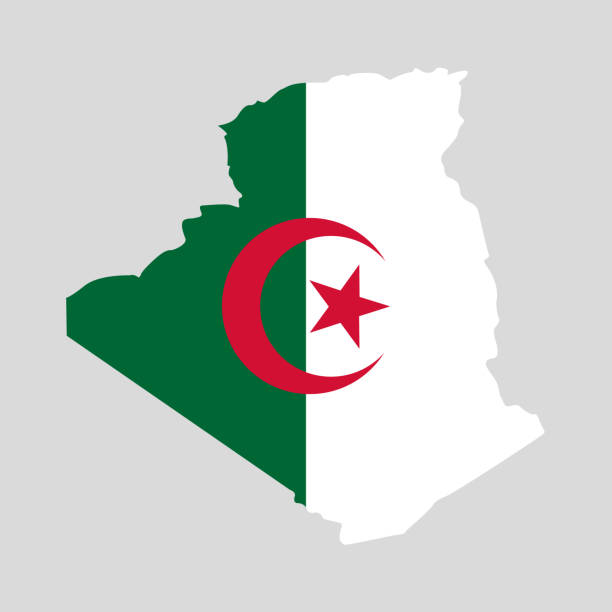 Algeria map. Card silhouette. Algeria border. Independence Day. Banner, poster template. State borders of country Algeria. Algeria map. Card silhouette. Algeria border. Independence Day. Banner, poster template. State borders of country Algeria algeria flag silhouettes stock illustrations
