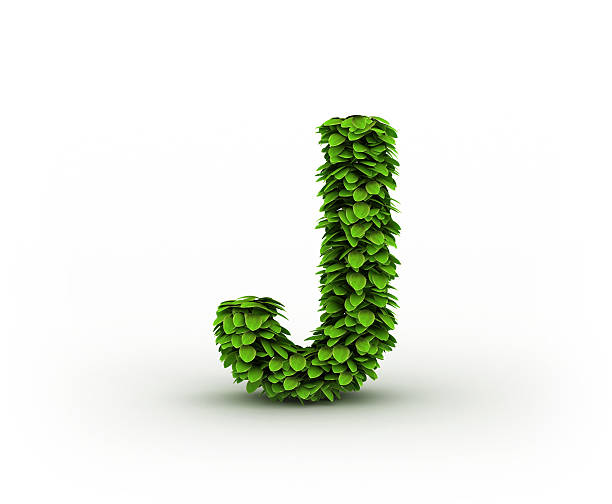 알파벳 j, 알파벳 녹색 잎 - letter j alphabet three dimensional shape green 뉴스 사진 이미지