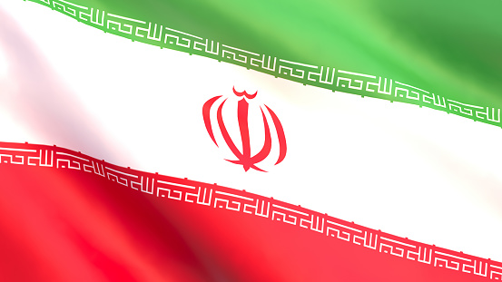 3D rendering - Iran flag developing in the wind.