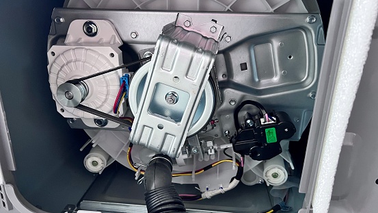 Close-up Electric inverter motor system  inside washing machine
