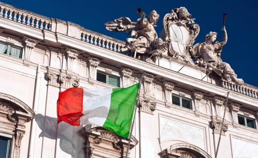 Rome, Italy - The Consulta Palace, home of the Constitutional Court of the Italian Republic. In Piazza del Quirinale, Roma, Italy. Architect: Ferdinando Fuga.