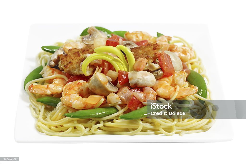 Spaghetti mit Krabben - Lizenzfrei Asiatische Nudeln Stock-Foto