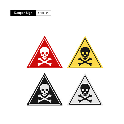 Image of a skull as a life-threatening danger sign. Generally functioned as traffic signs and installed in accident-prone areas