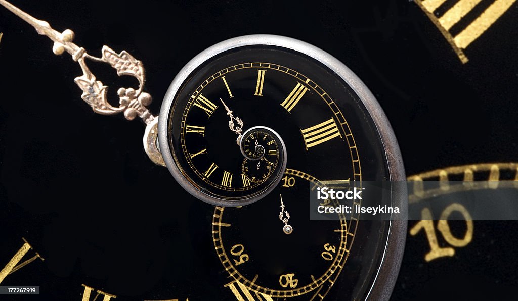 Forever time "Infinity time spiral,recursive twisted clock face.," Clock Stock Photo