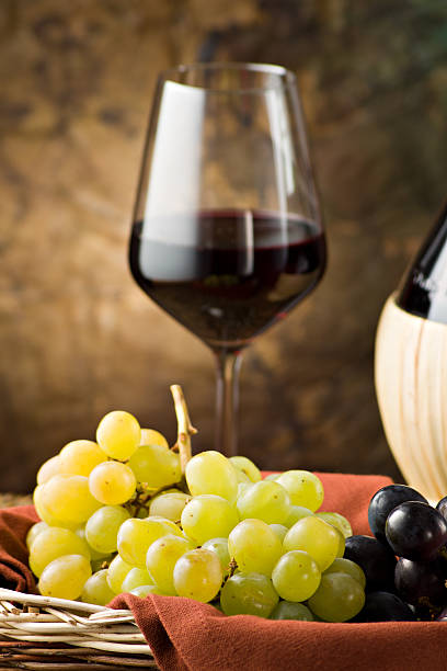 istock Grape, bottle and glass of wine. 177268125