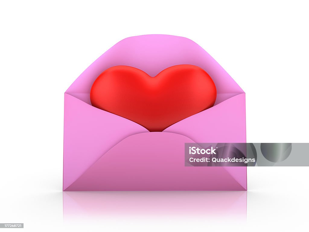 Love mail Red heart in Pink Envelope for the loved ones Celebration Event Stock Photo