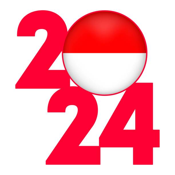 istock Happy New Year 2024 banner with Indonesia flag inside. Vector illustration. 1772688693