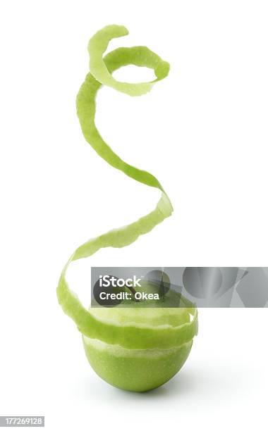 Peeling Green Apple Stock Photo - Download Image Now - Apple - Fruit, Peel - Plant Part, Green Color