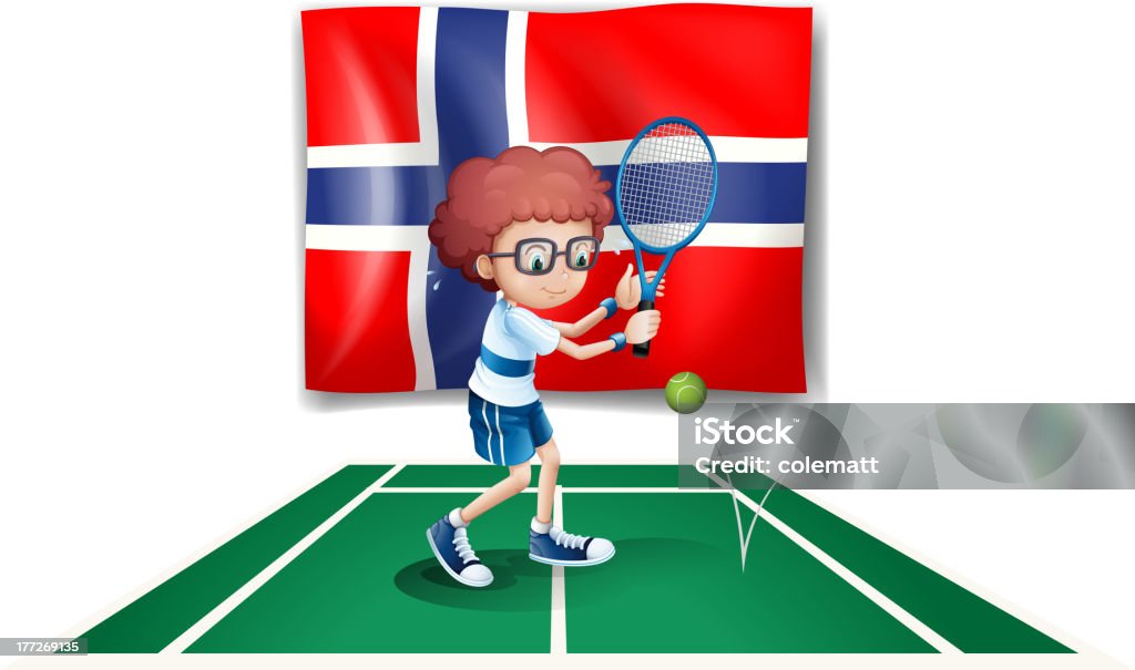Bandeira da Noruega na parte de trás do Jogador de tênis - Vetor de Adulto royalty-free