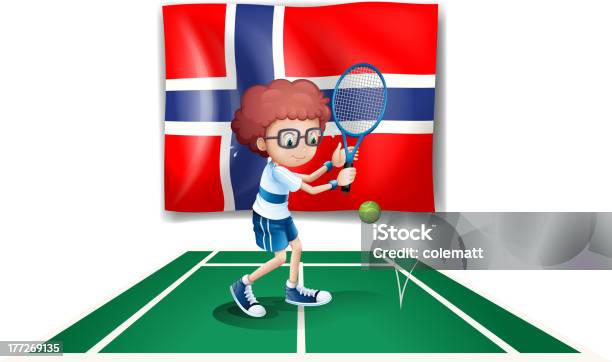 Vetores de Bandeira Da Noruega Na Parte De Trás Do Jogador De Tênis e mais imagens de Adulto