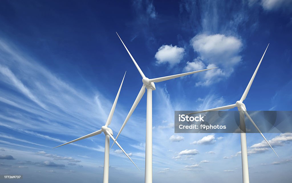 Generatore di vento turbine in cielo - Foto stock royalty-free di Ambiente