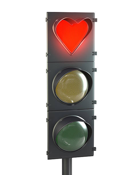 istock Traffic light with heart shaped red lamp 177270199