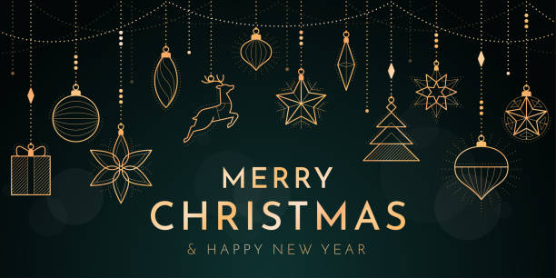 Christmas and Happy New Year banner vector art illustration