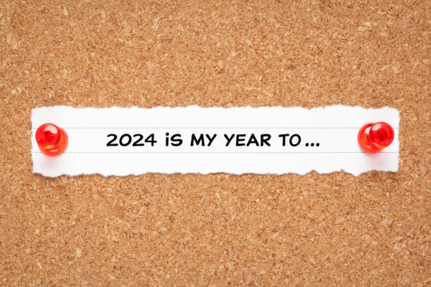 2024 est mon concept de liste de résolutions de l’année - voeux 2024 photos et images de collection
