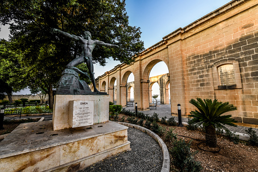 Monument Enea di Ugo Attardi In Lower Barrakka Gardens In Valetta, Malta