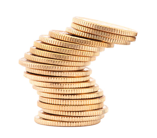 istock Unstable stack of golden coins 177271363