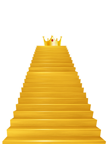 Golden crown on the golden staircase concept of success