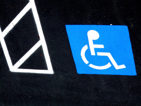Parking space reserved for those with disabilities.