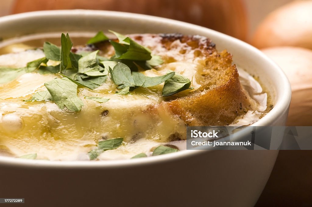 French onion soup with ingredients Onion Soup Stock Photo