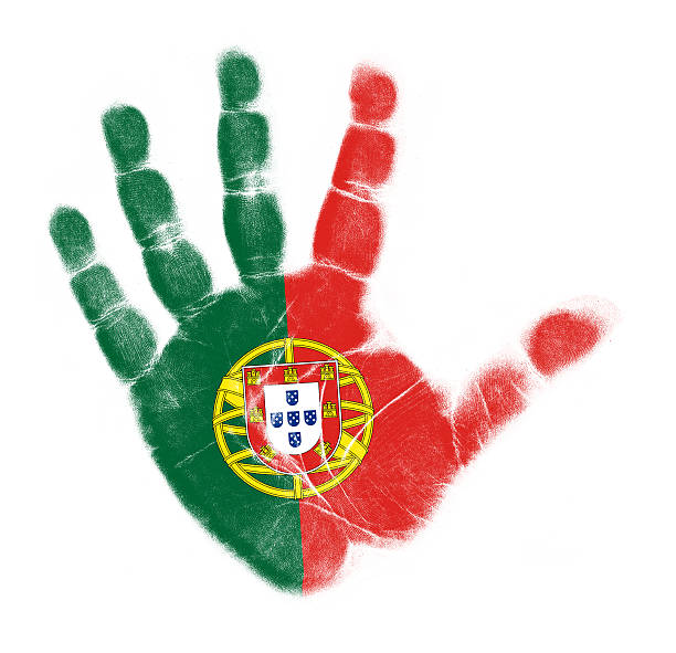 Portugal flag palm print isolated on white background