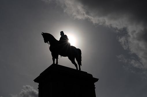 Garibaldi (1807-82), the freedom fighter of Italian unity - Risorgimento - sits high on horseback