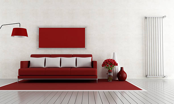 istock Red and white living room 177273178